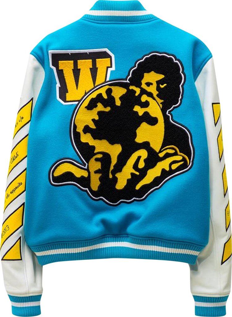 Off White Vars World Leather Jacket TurquoiseYellow