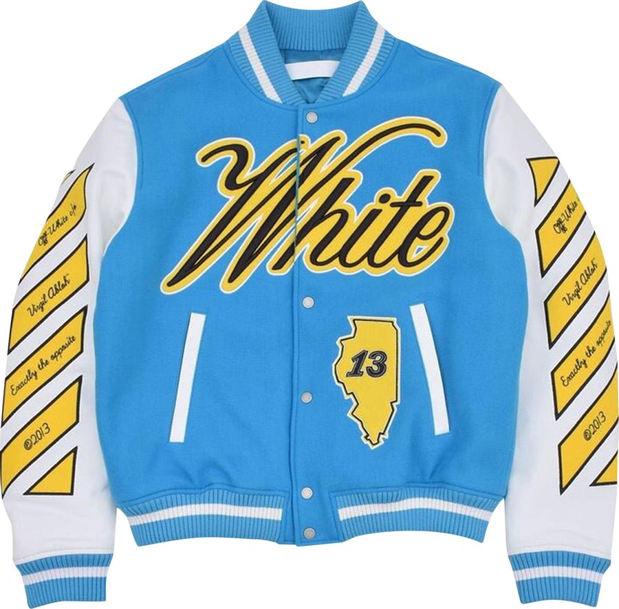 Off-White Vars World Leather Jacket 'Turquoise/Yellow' | GOAT AU