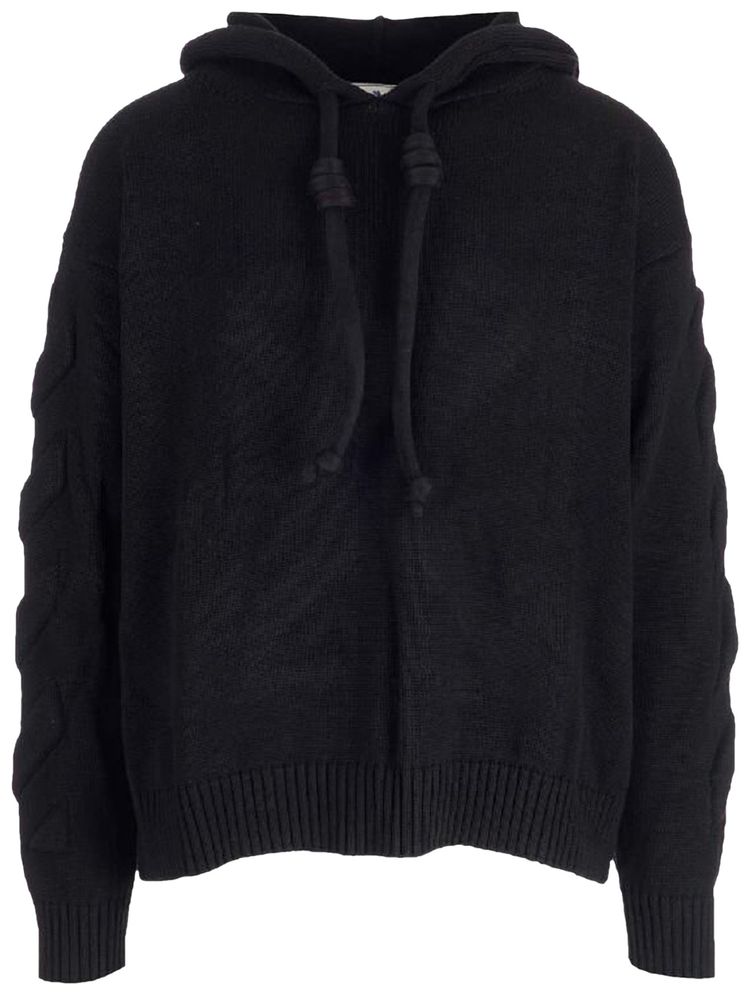Off White 3D Diagonal Knit Hoodie Black