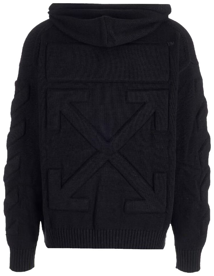 Off White 3D Diagonal Knit Hoodie Black