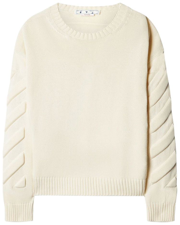 Off White 3D Diag Knit Crewneck New Beige
