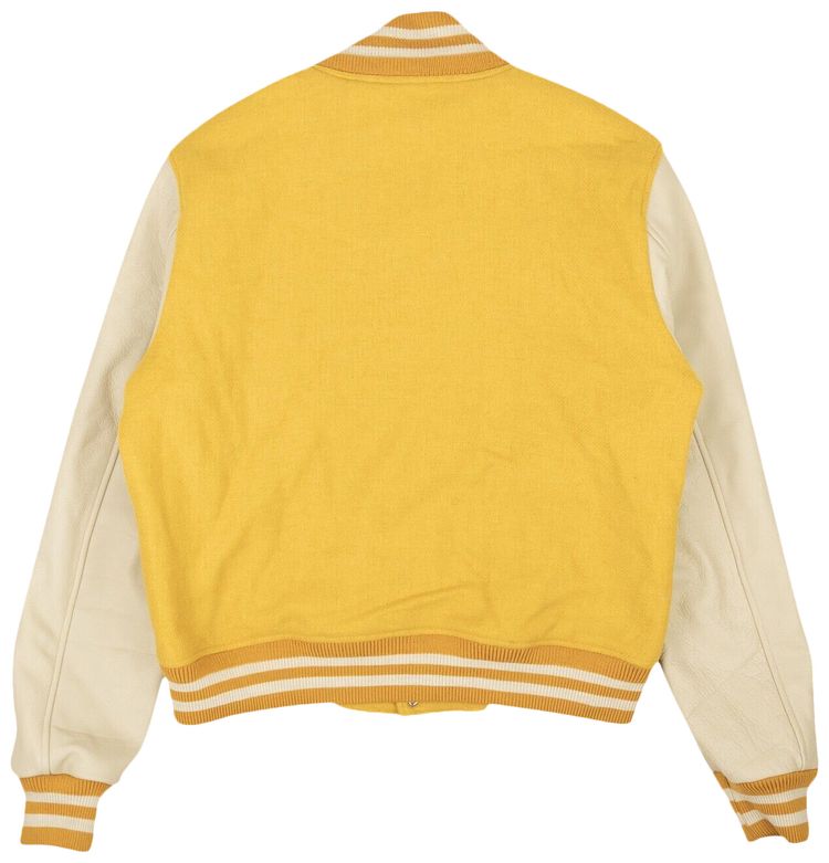 Amiri Wool Letterman Bomber Jacket Yellow