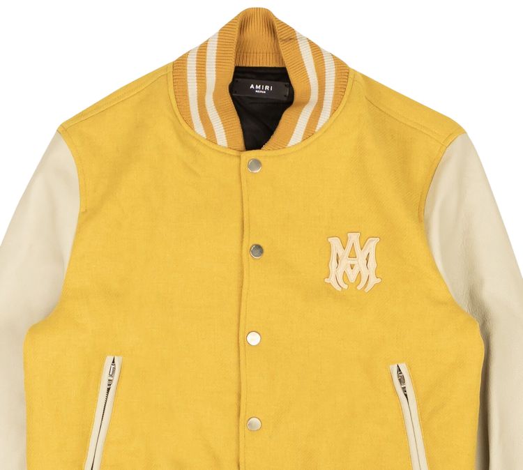 Amiri Wool Letterman Bomber Jacket Yellow