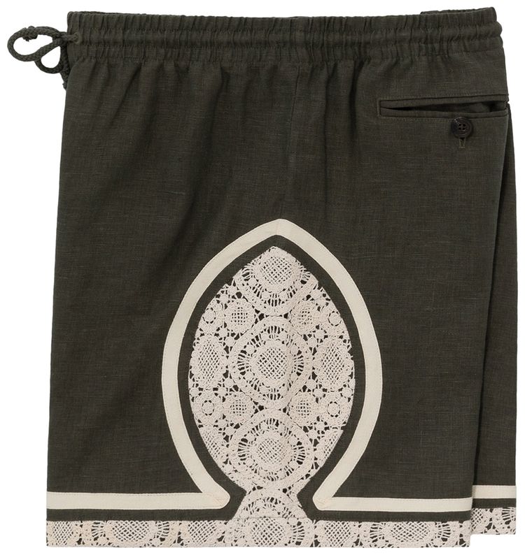 Aime Leon Dore Lace Linen Basketball Short Kombu Green