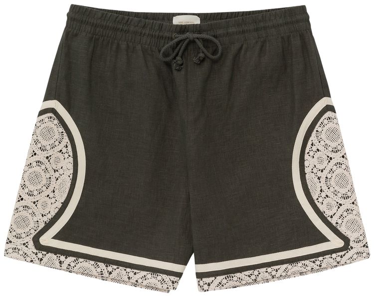 Aime Leon Dore Lace Linen Basketball Short Kombu Green