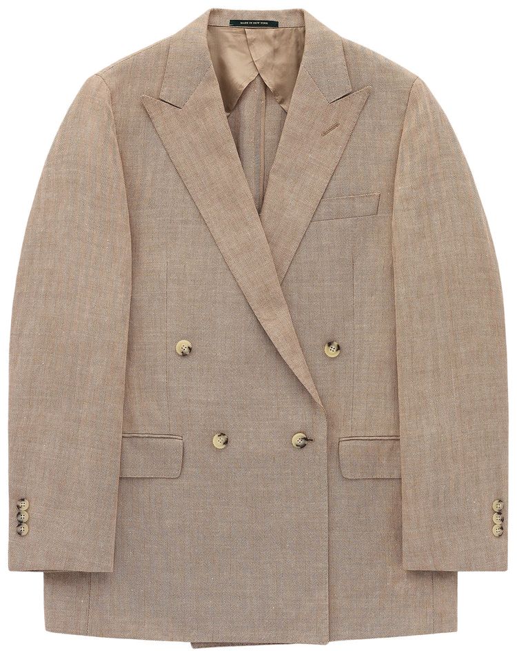 Aime Leon Dore Low Button Double Breasted Herringbone Tan Herringbone