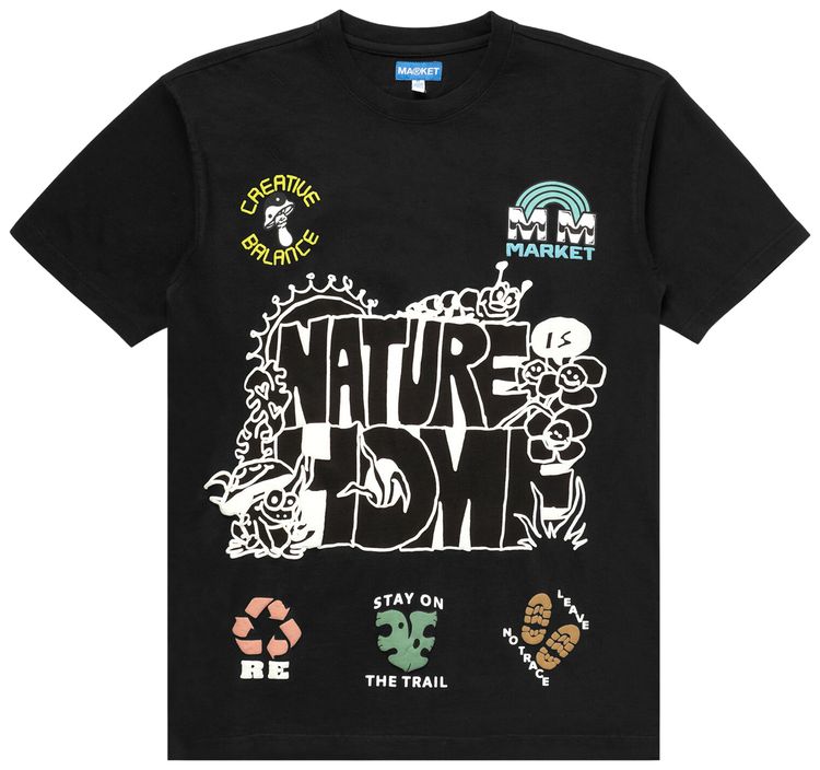 Market Nature Is Home T Shirt Vintage Black