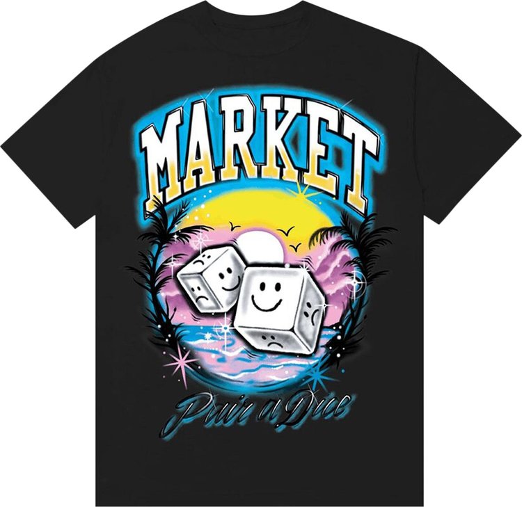 Market Smiley Pair Of Dice T-Shirt 'Vintage Black'
