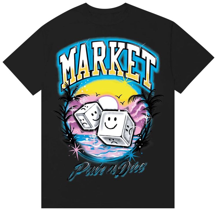 Market Smiley Pair Of Dice T Shirt Vintage Black