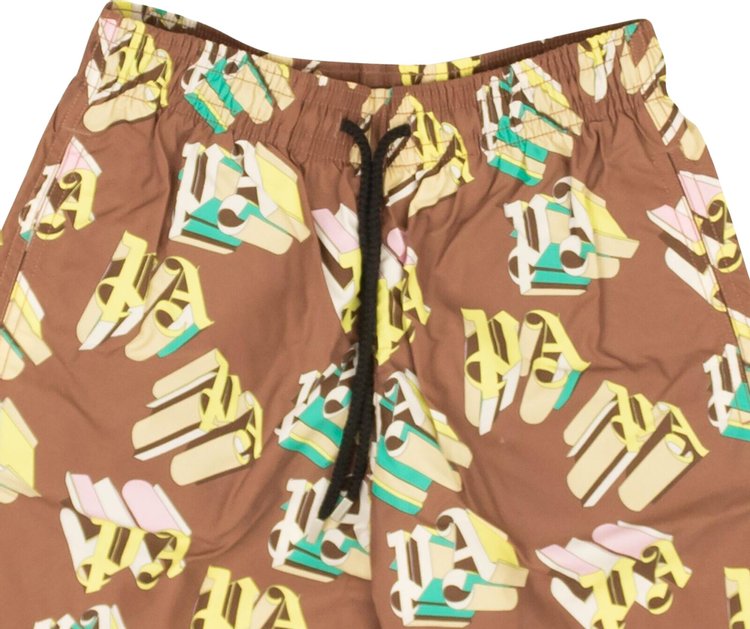 Palm Angels x Vilebrequin Monogram Swimwear BrownYellow