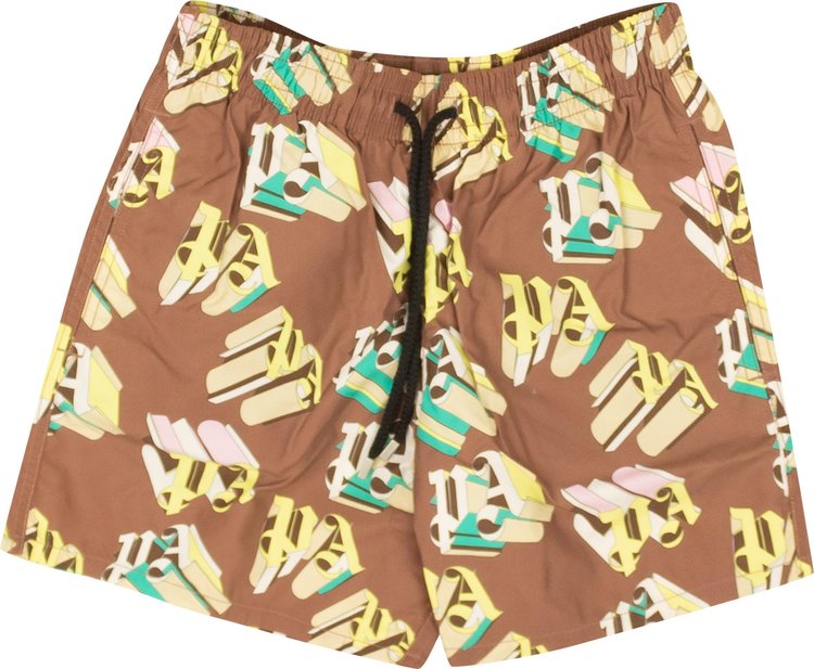 Palm Angels x Vilebrequin Monogram Swimwear 'Brown/Yellow'