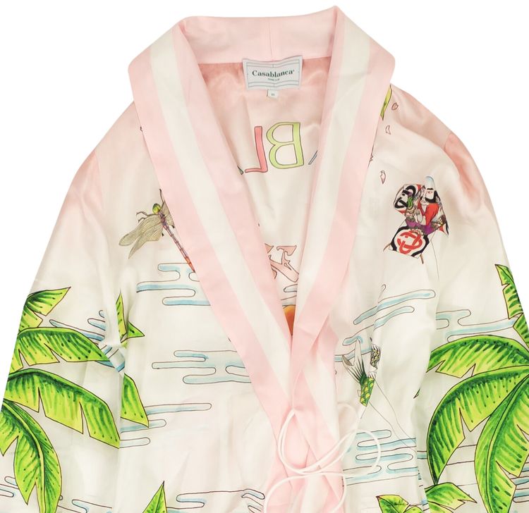 Casablanca Printed Silk Twill Robe Sunset