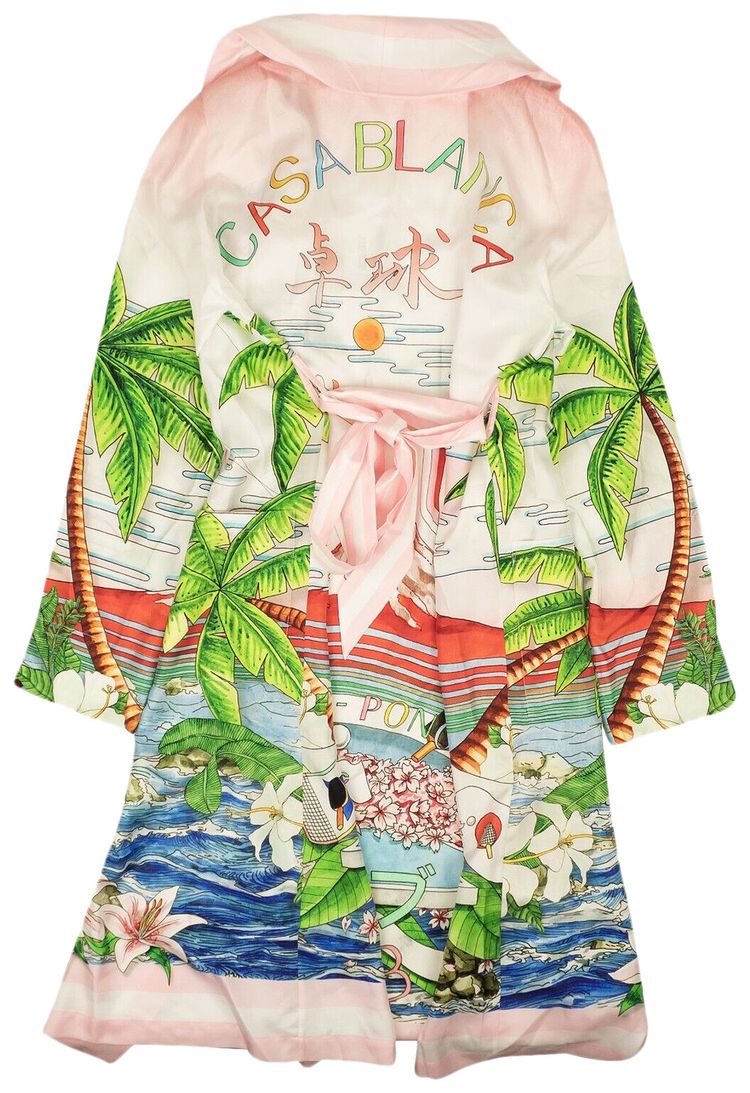Casablanca Printed Silk Twill Robe Sunset