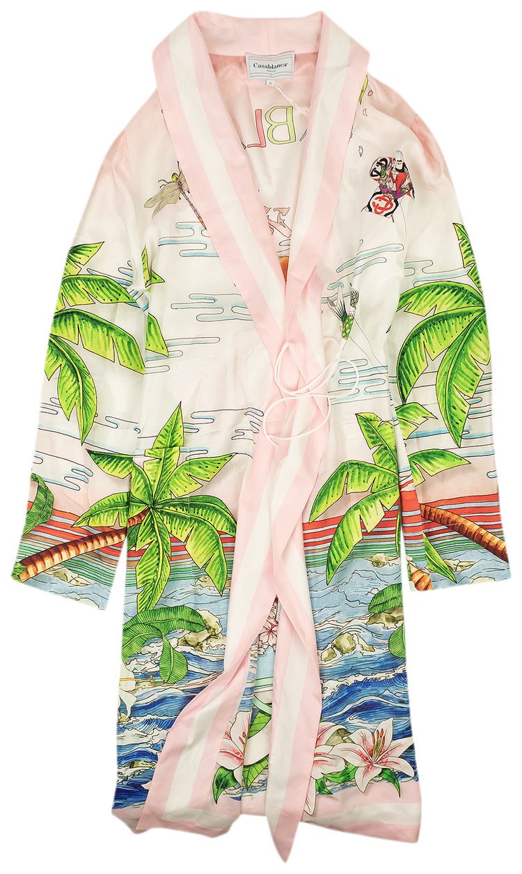 Casablanca Printed Silk Twill Robe Sunset