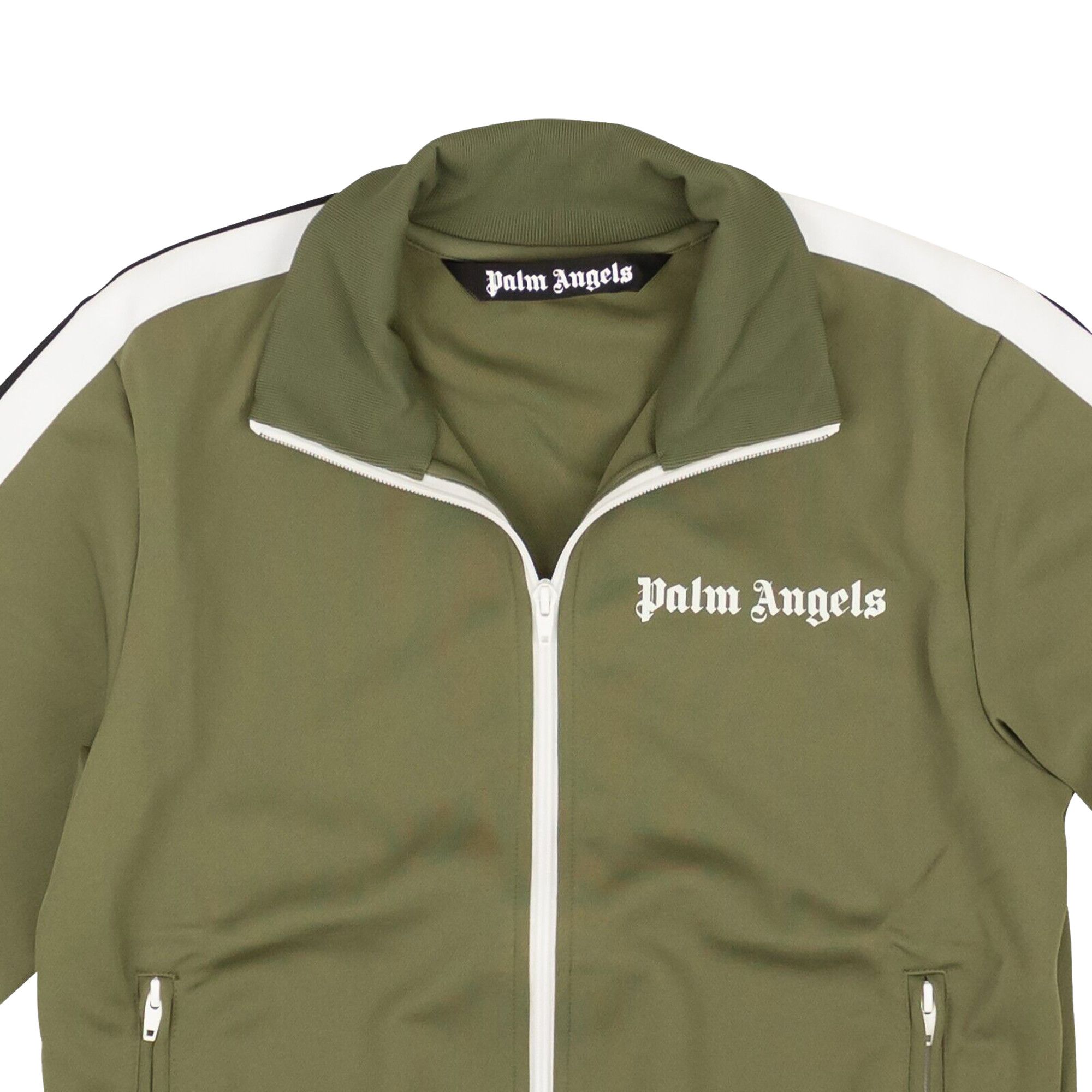 コート Palm Angels Olive green felt coat (PWER021F23FAB001 5676) Palm Angels Olive Green Felt Coat – LOZURI®