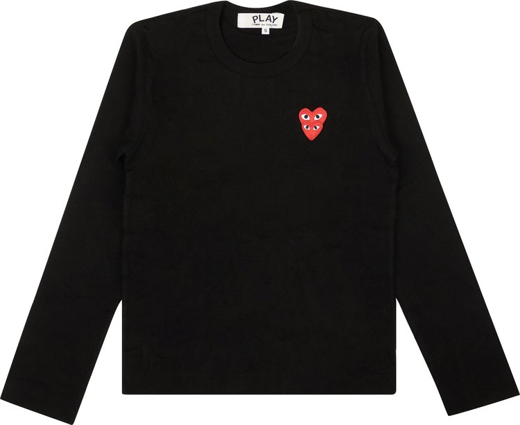 Buy Comme des Garçons PLAY Double Heart Logo Long-Sleeve Tee 'Black ...