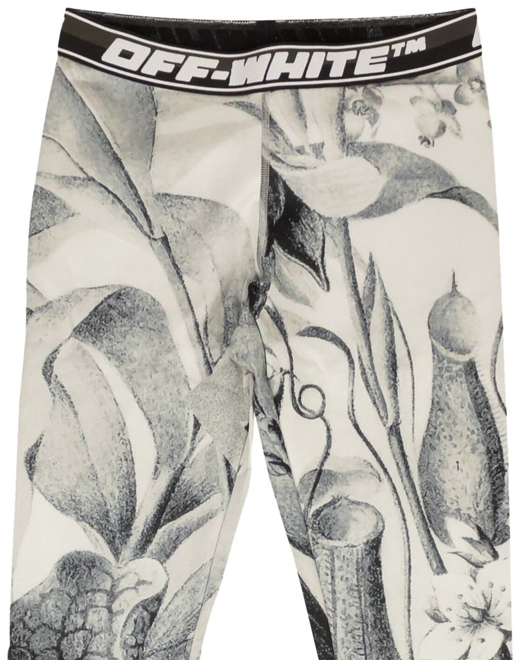 Off White Athleisure Botanical Legging WhiteBlack