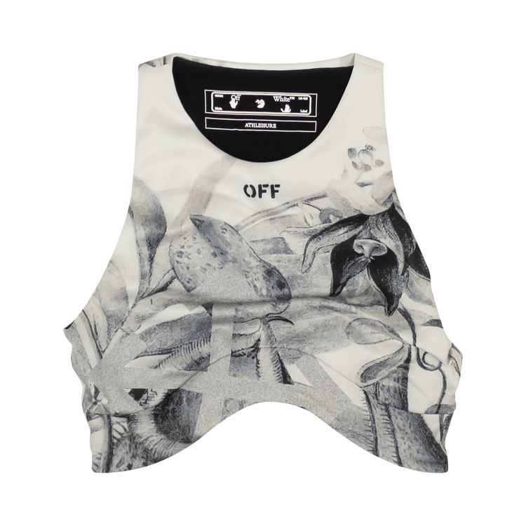 Off White Athletic Botanical Bra WhiteBlack