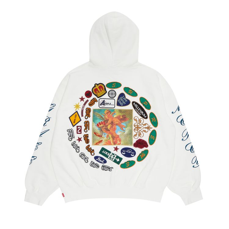Supreme Patches Spiral Hooded Sweatshirt White