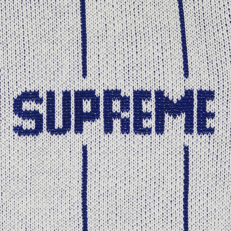 Supreme Pinstripe Varsity Zip Up Sweater White