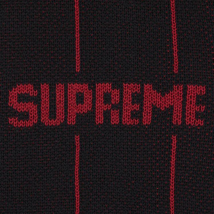 Supreme Pinstripe Varsity Zip Up Sweater Black