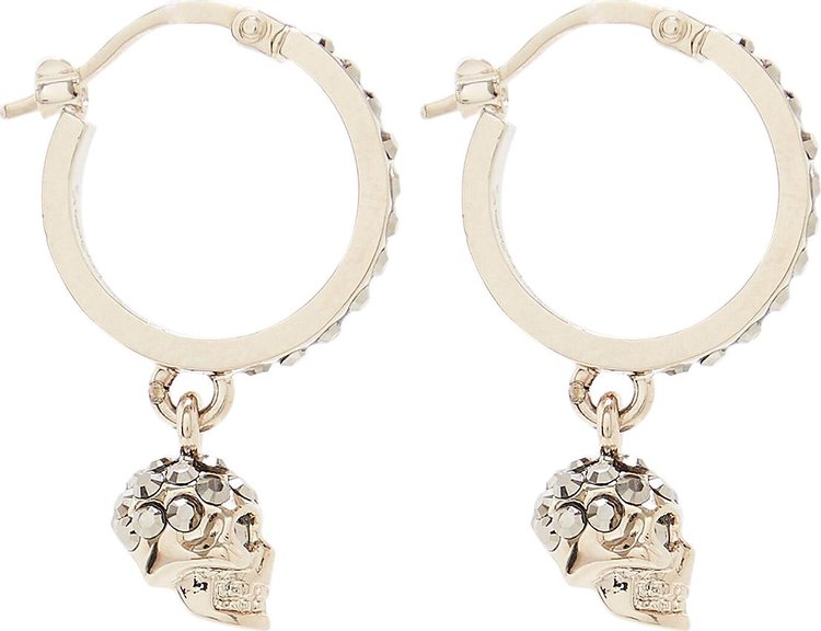 Alexander McQueen Skull Mini Creole Hoop Earrings GoldGrey