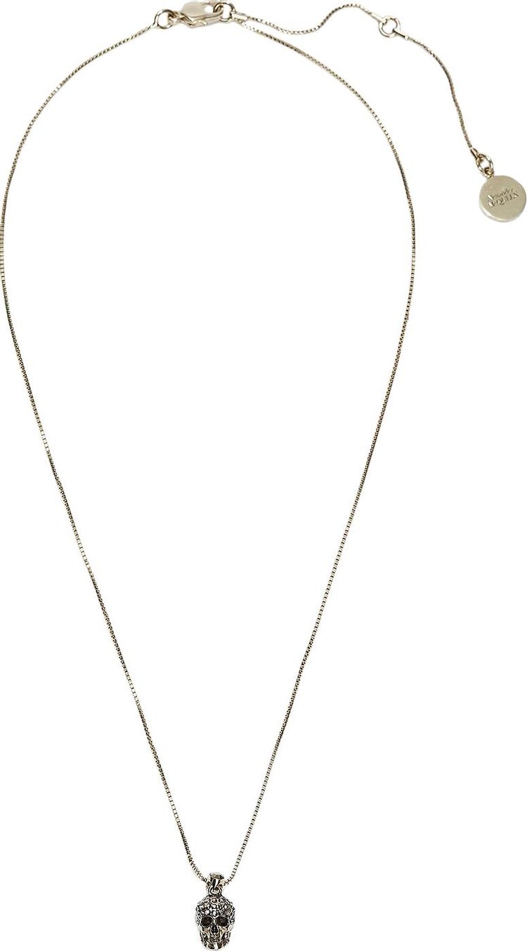 Alexander McQueen Pave Skull Necklace Yellow Gold