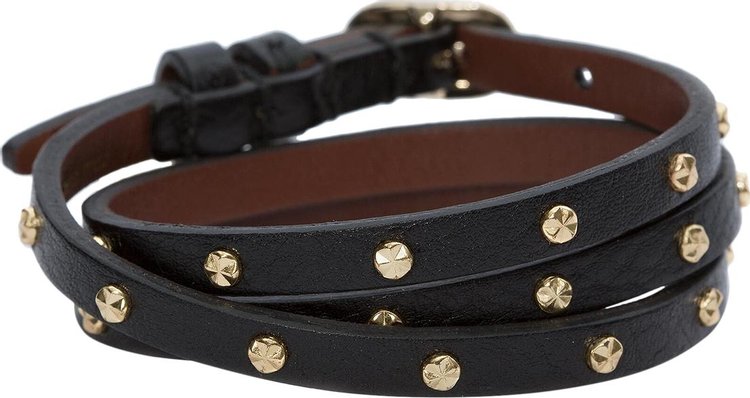 Alexander McQueen Double Wrap Studded Bracelet BlackGold