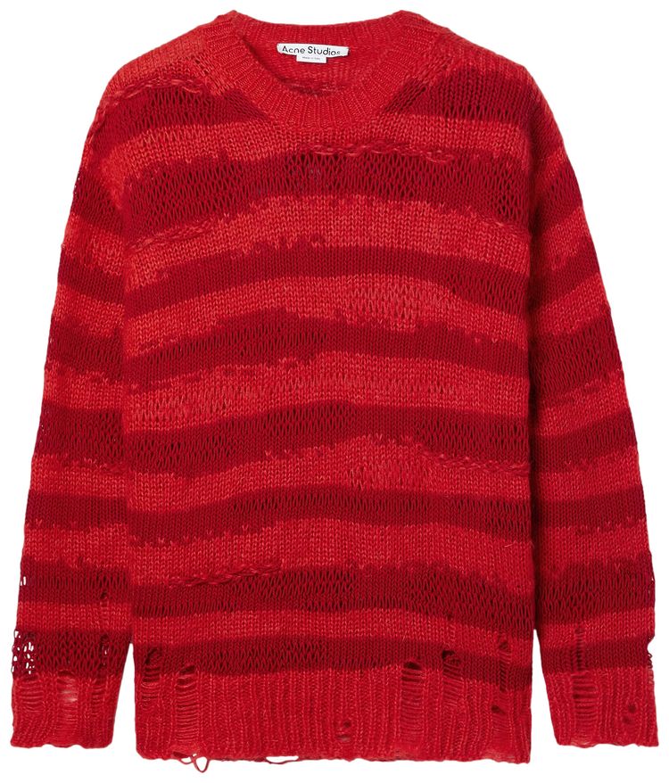 Acne Studios Distressed Stripe Jumper RedDeep Red