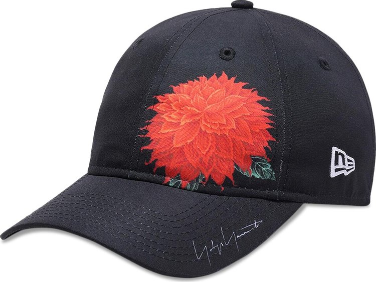 Yohji Yamamoto x New Era Red Dhalia Motif Cap Black