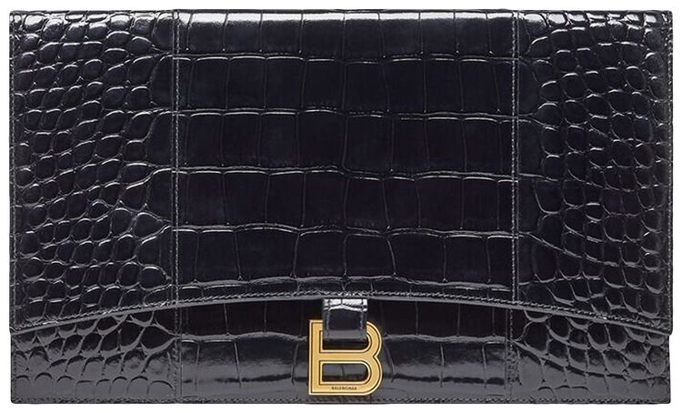 Balenciaga Hourglass Flat Pouch Black
