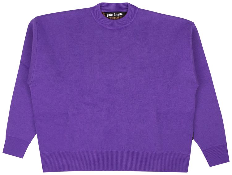 Palm Angels Intarsia Palm Tree Knit Sweater Purple