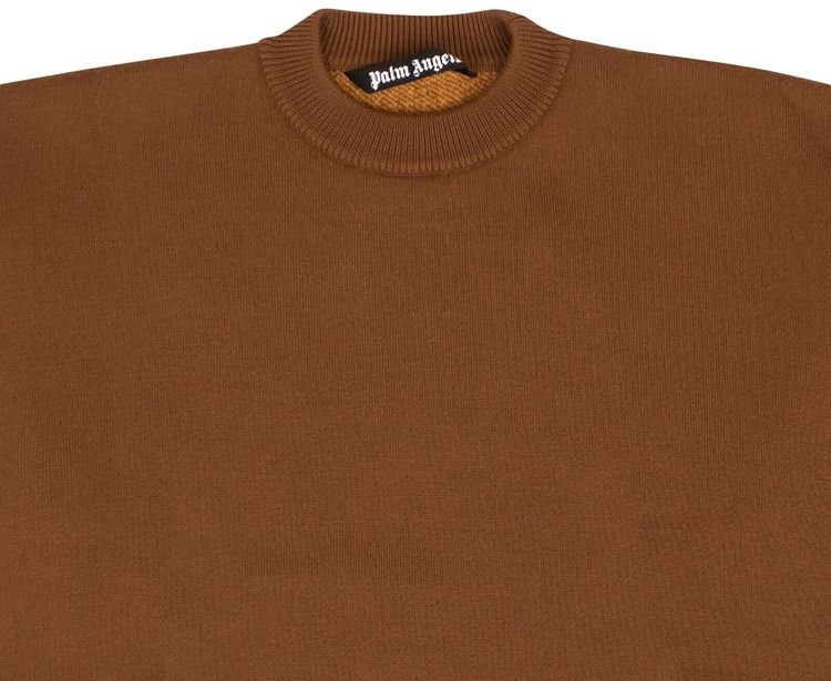 Palm Angels Intarsia Palm Tree Knit Sweater Brown