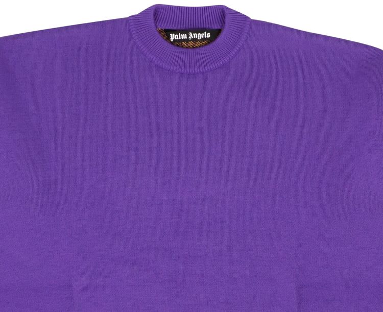 Palm Angels Intarsia Palm Tree Knit Sweater Purple