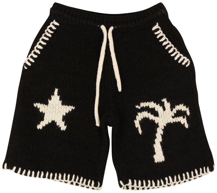Palm Angels Acrylic Night Sky Print Knit Shorts Black