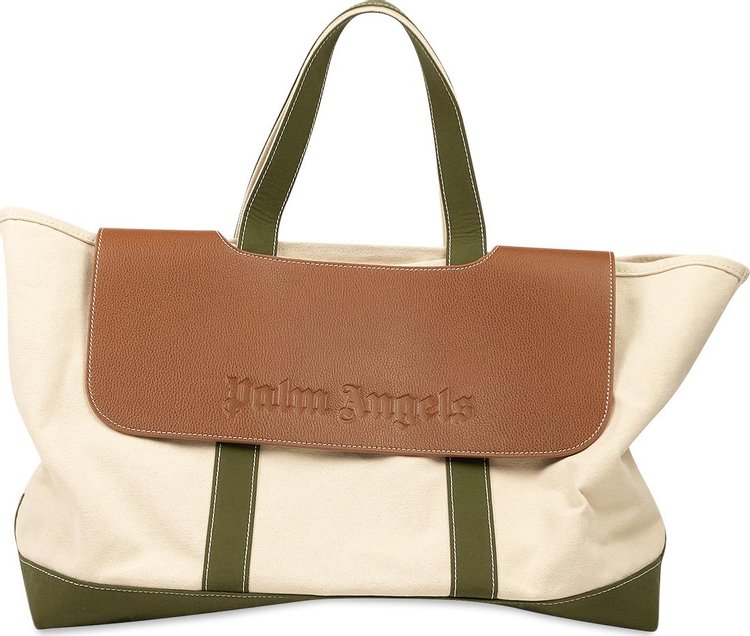 Palm Angels Classic Tote Bag 'White/Green/Brown'