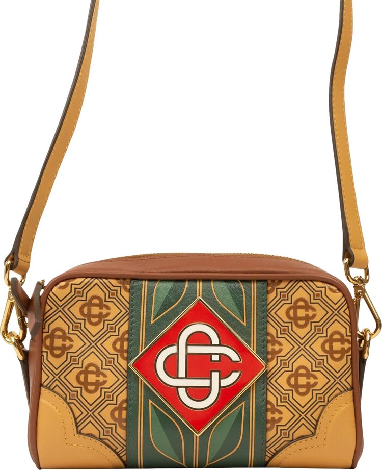 Casablanca Leather Monogram Logo Crossbody Bag Brown