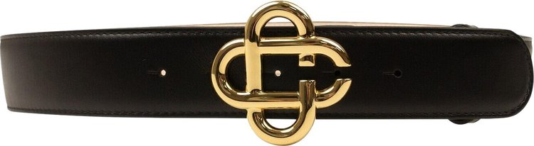 Casablanca Leather CC Logo Buckle Belt Black