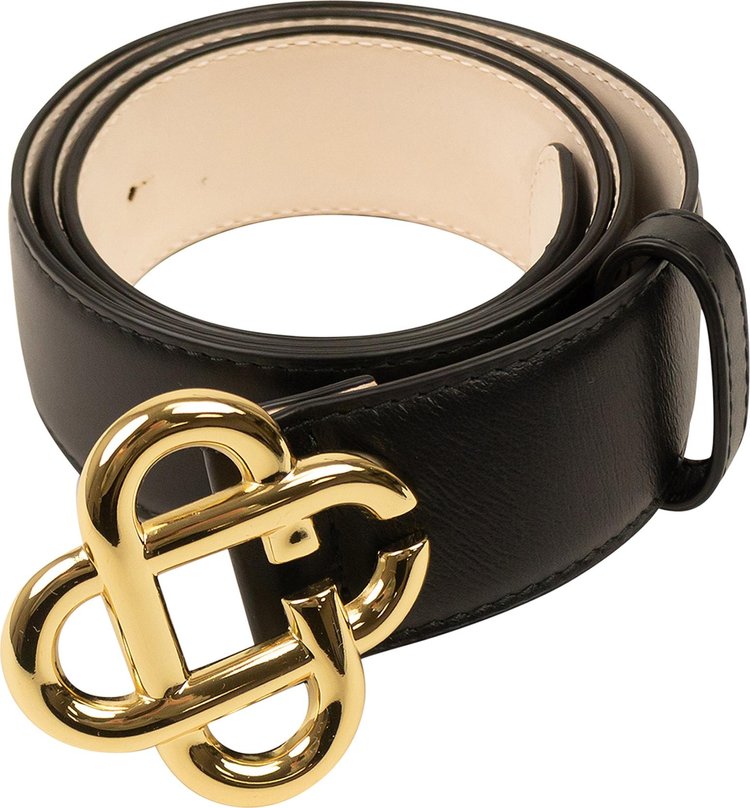 Casablanca Leather CC Logo Buckle Belt Black