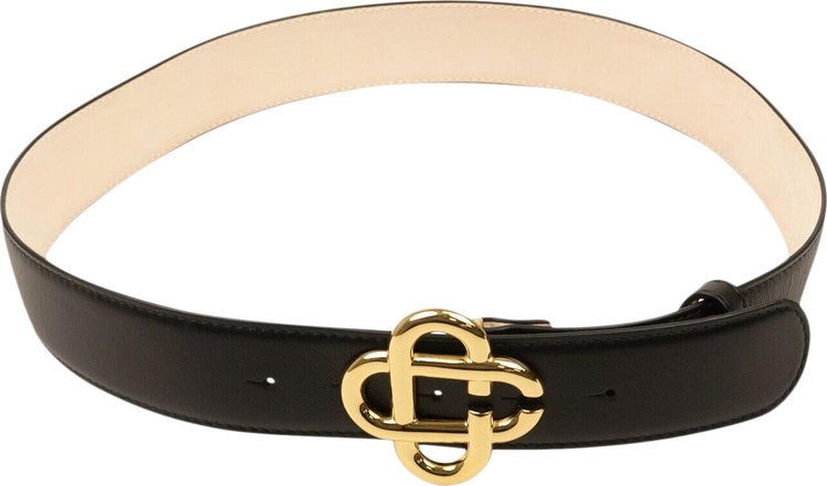 Casablanca Leather CC Logo Buckle Belt Black