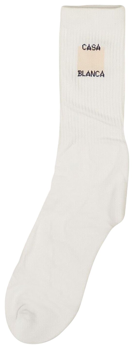 Casablanca Square Logo Ribbed Sport Socks WhiteOrange