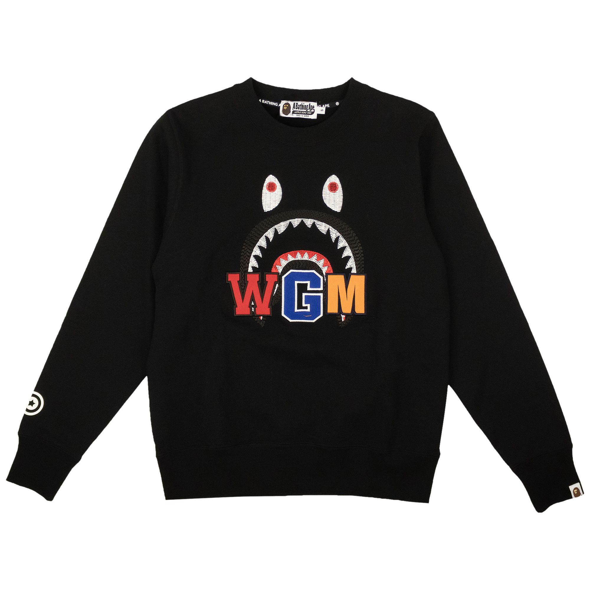 BAPE Shark Embroidery Crewneck Sweater Black