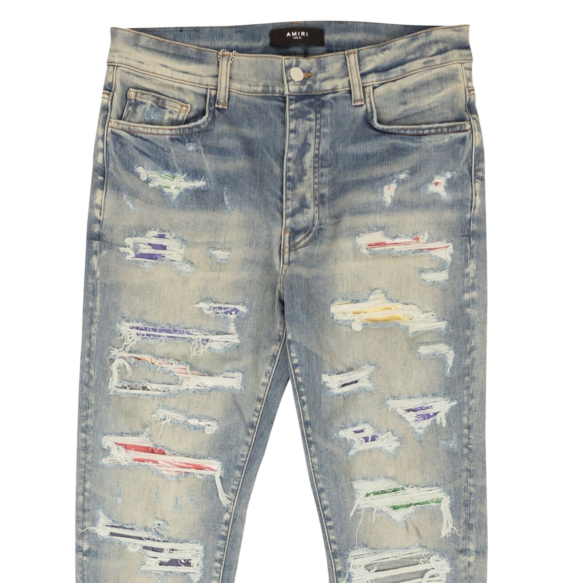 Buy Amiri Rainbow Patch Skinny Jeans 'Indigo Blue' - MDS021 408