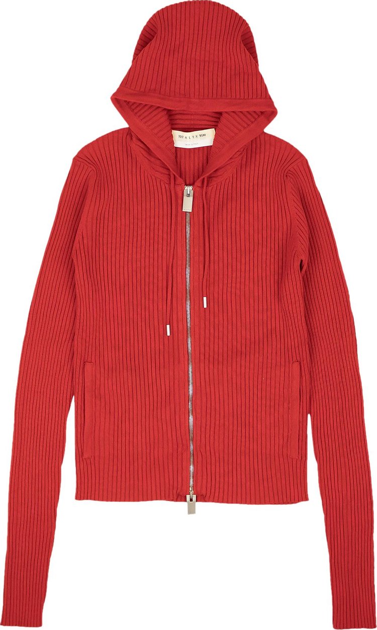 1017 ALYX 9SM Ribbed Knit Zip Up Hoodie Sweatshirt 'Red'