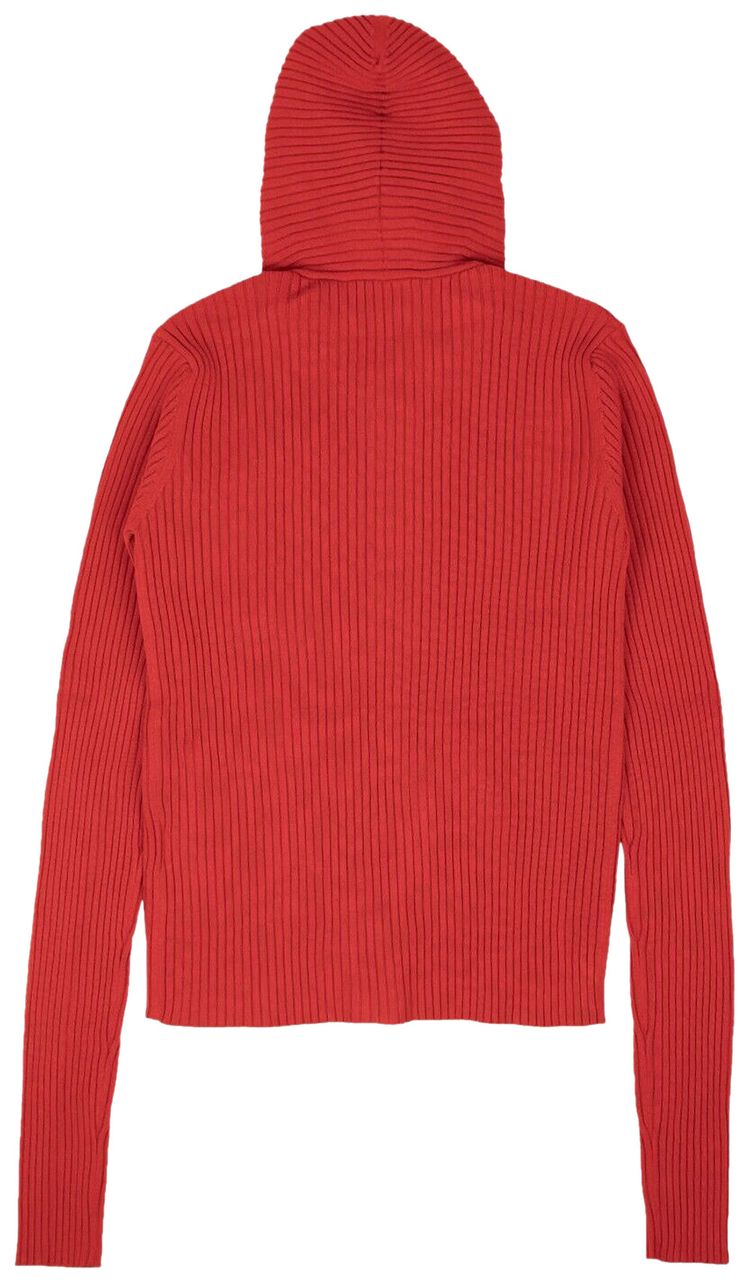1017 ALYX 9SM Ribbed Knit Zip Up Hoodie Sweatshirt Red