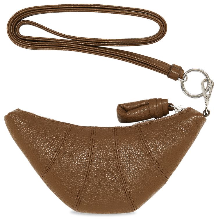 Lemaire Croissant Coin Purse Necklace Olive Brown