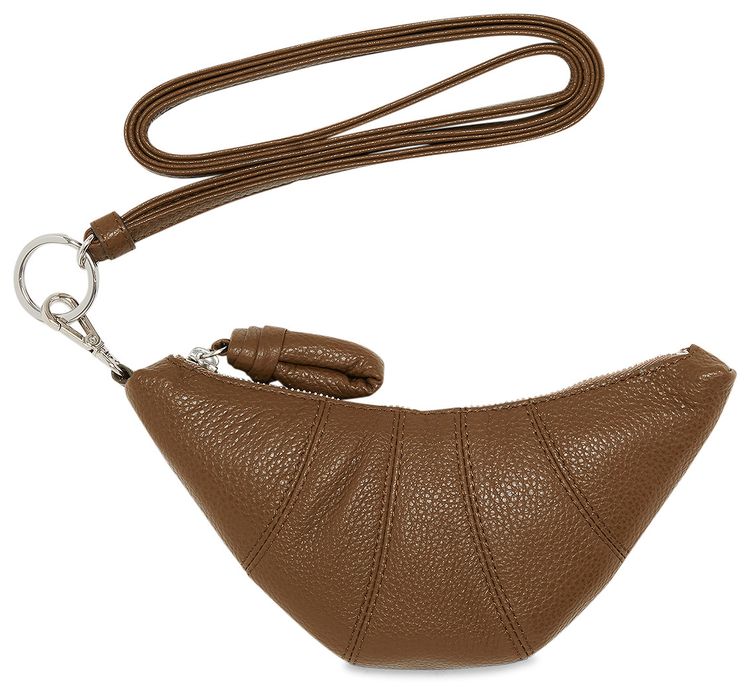 Lemaire Croissant Coin Purse Necklace Olive Brown