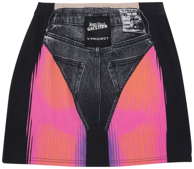 YProject x Jean Paul Gaultier Trompe LOeil Janty Mini Skirt BlackPink