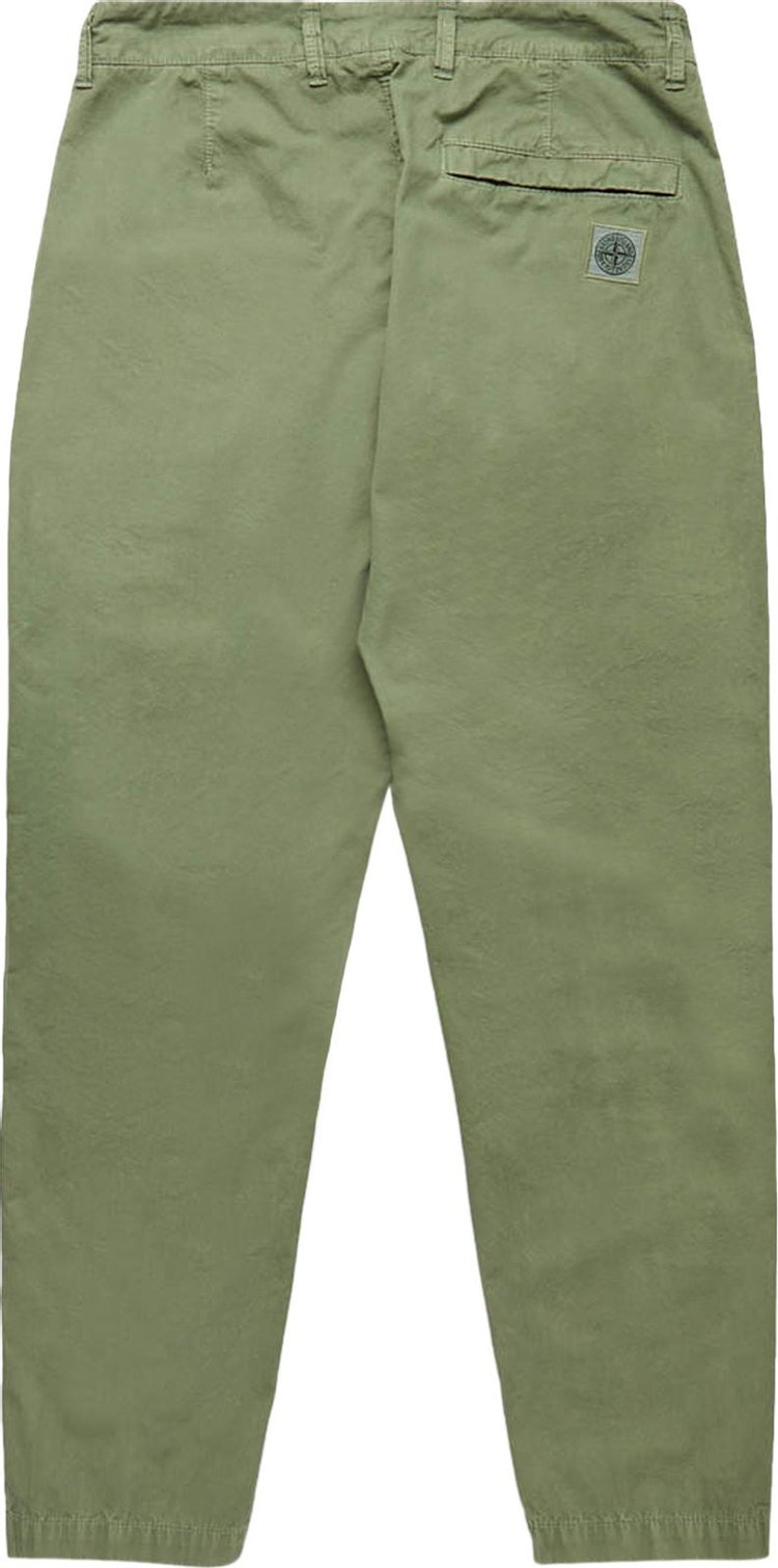 Stone Island Logo Applique Cotton Regular Pants Green