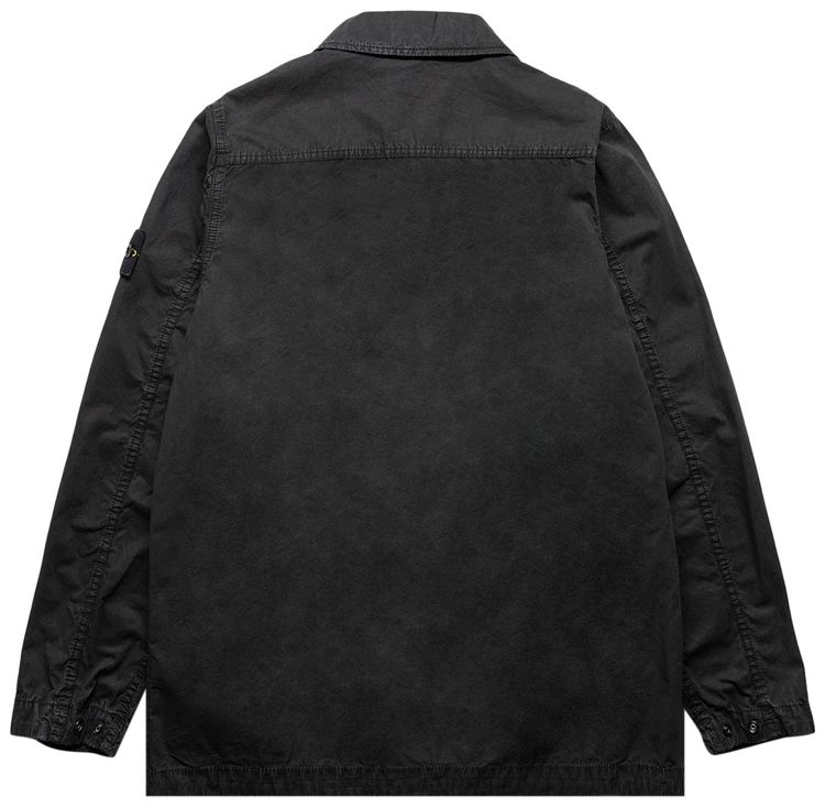 Stone Island Logo Patch Button Fastening Jacket Black